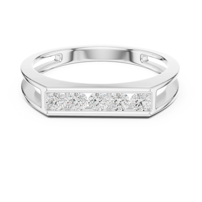 0.50 CTW Five-Stone Channel-Set Lab-Grown Diamond Men’s Band in 14K Gold