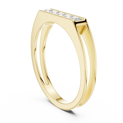 0.50 CTW Five-Stone Channel-Set Lab-Grown Diamond Men’s Band in 14K Gold