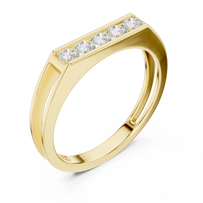 0.50 CTW Five-Stone Channel-Set Lab-Grown Diamond Men’s Band in 14K Gold