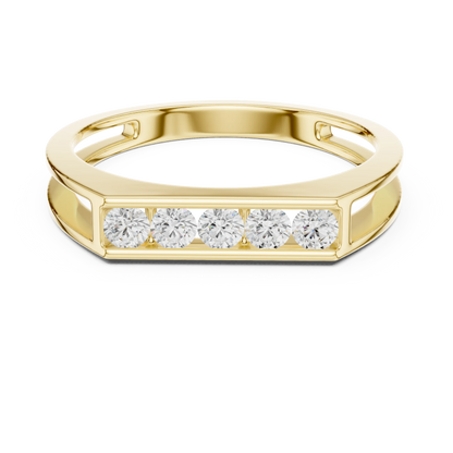 0.50 CTW Five-Stone Channel-Set Lab-Grown Diamond Men’s Band in 14K Gold