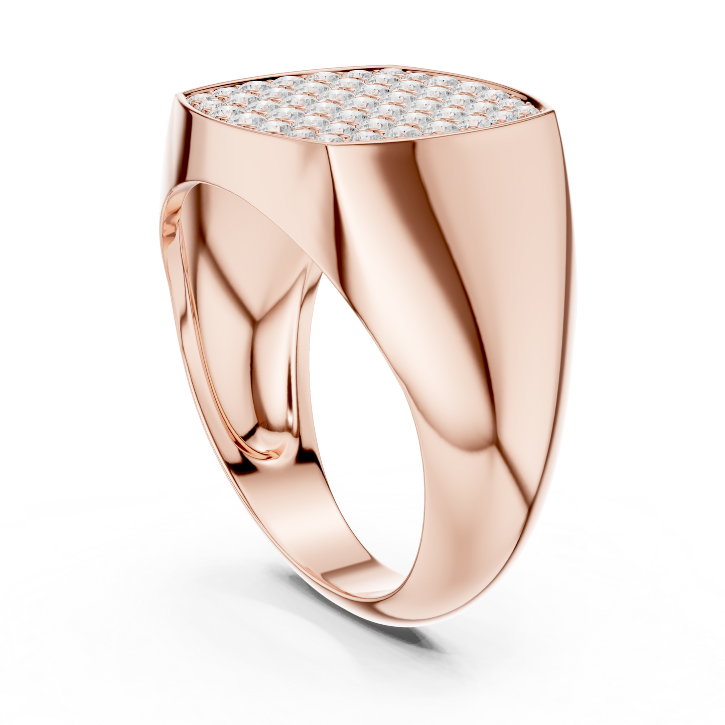 0.70 CTW Round Lab-Grown Diamond Pavé Men’s Signet Ring in 14K Gold