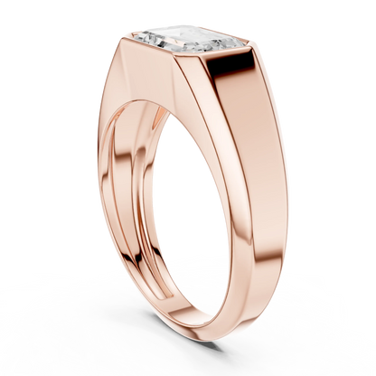 1.80 CT Emerald-Cut Lab-Grown Diamond Men’s Bezel Ring in 14K Gold