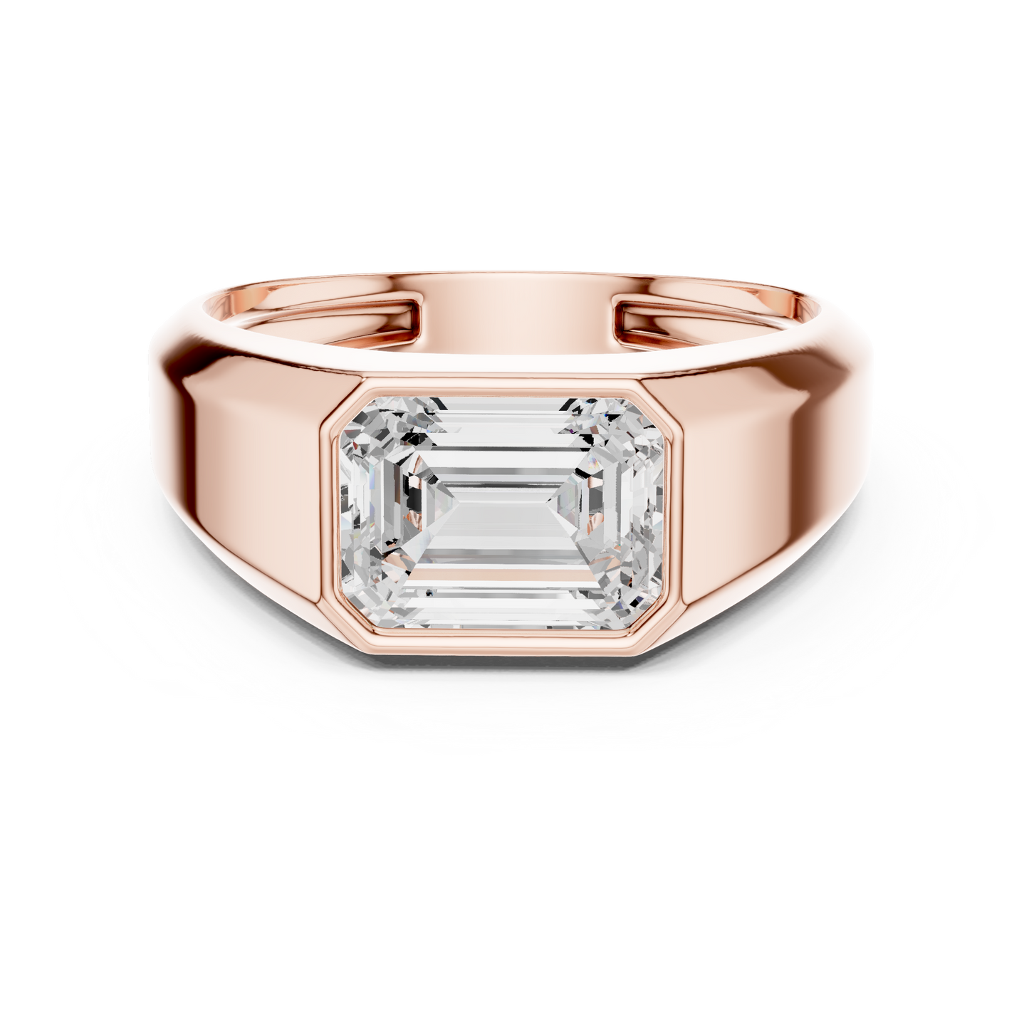 1.80 CT Emerald-Cut Lab-Grown Diamond Men’s Bezel Ring in 14K Gold