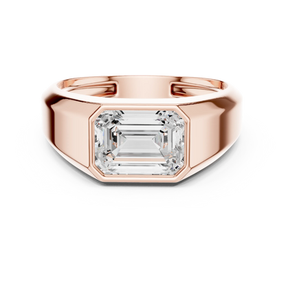 1.80 CT Emerald-Cut Lab-Grown Diamond Men’s Bezel Ring in 14K Gold