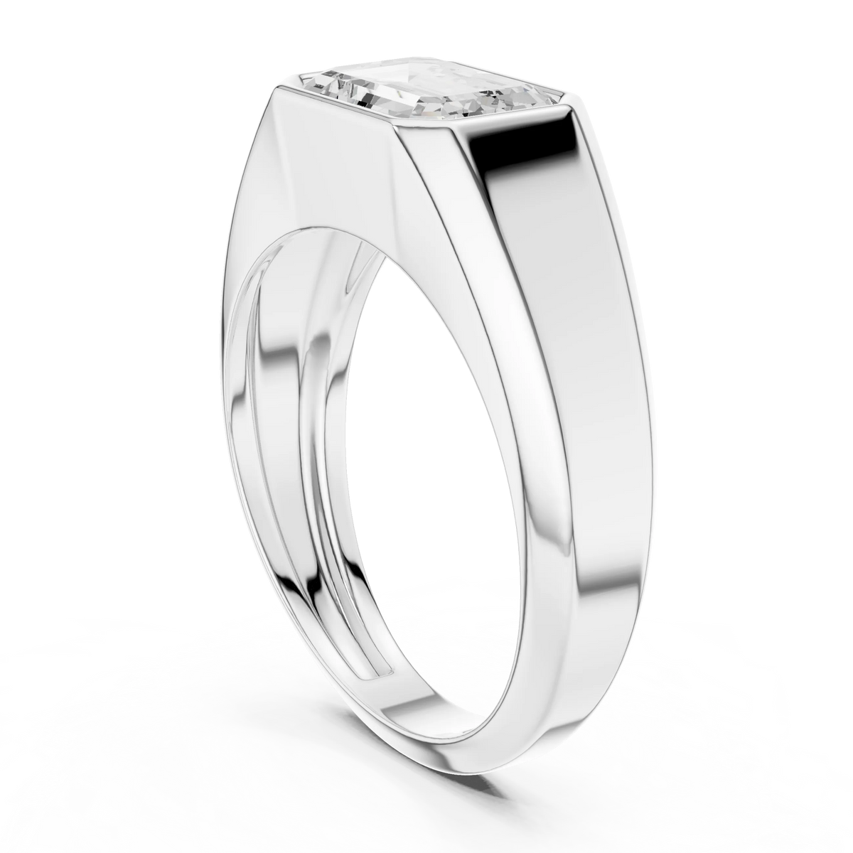 1.80 CT Emerald-Cut Lab-Grown Diamond Men’s Bezel Ring in 14K Gold