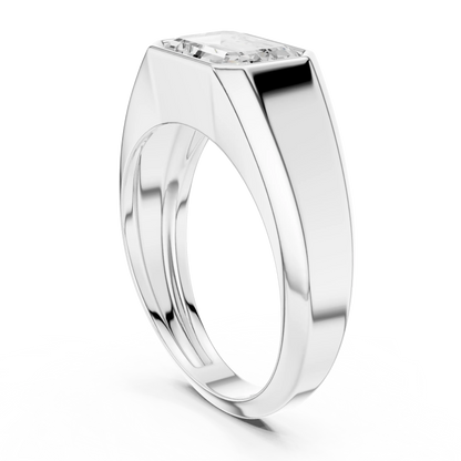 1.80 CT Emerald-Cut Lab-Grown Diamond Men’s Bezel Ring in 14K Gold