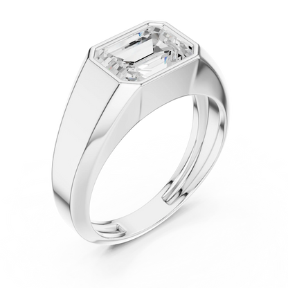 1.80 CT Emerald-Cut Lab-Grown Diamond Men’s Bezel Ring in 14K Gold
