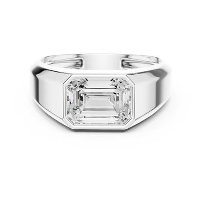 1.80 CT Emerald-Cut Lab-Grown Diamond Men’s Bezel Ring in 14K Gold