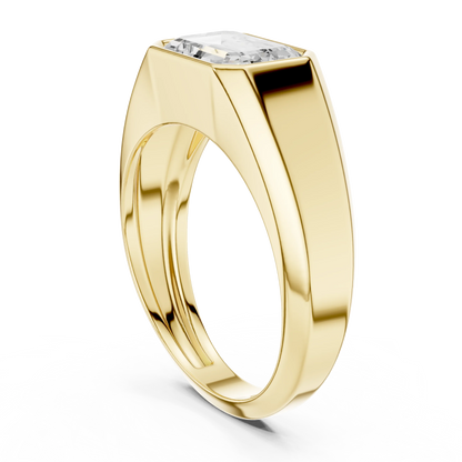 1.80 CT Emerald-Cut Lab-Grown Diamond Men’s Bezel Ring in 14K Gold