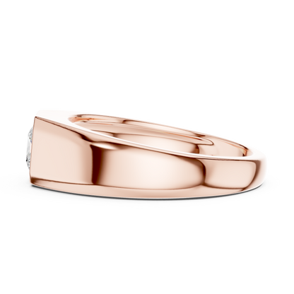 0.50 CT Princess-Cut Lab-Grown Diamond Bezel-Set Men’s Ring in 14K Gold