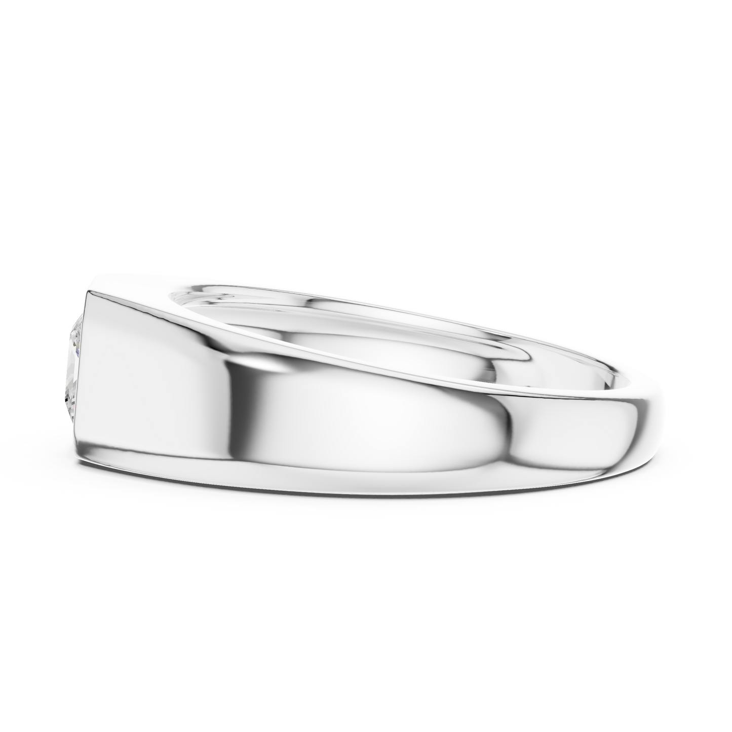 0.50 CT Princess-Cut Lab-Grown Diamond Bezel-Set Men’s Ring in 14K Gold