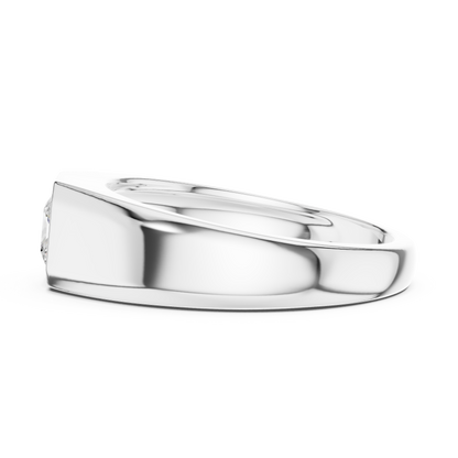 0.50 CT Princess-Cut Lab-Grown Diamond Bezel-Set Men’s Ring in 14K Gold