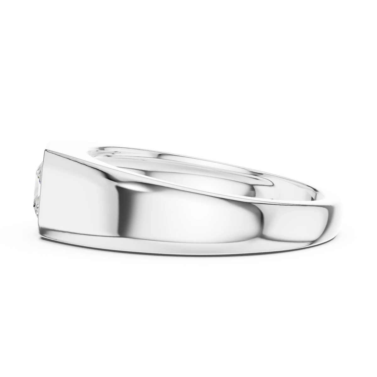 0.50 CT Princess-Cut Lab-Grown Diamond Bezel-Set Men’s Ring in 14K Gold
