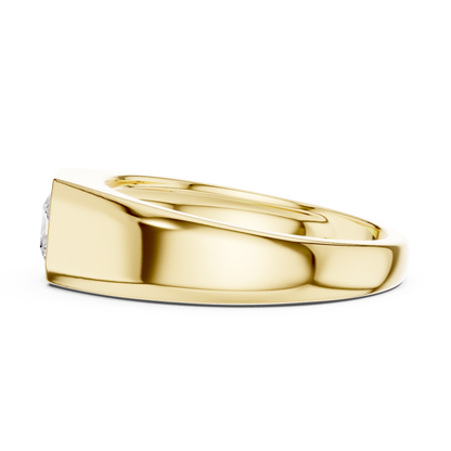 0.50 CT Princess-Cut Lab-Grown Diamond Bezel-Set Men’s Ring in 14K Gold