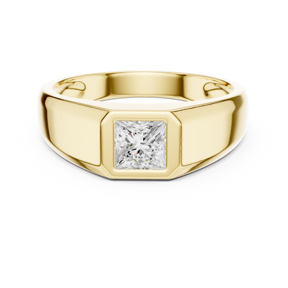 0.50 CT Princess-Cut Lab-Grown Diamond Bezel-Set Men’s Ring in 14K Gold