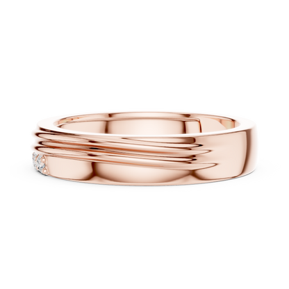 0.04 CTW Three-Stone Lab-Grown Diamond Grooved Men’s Band in 14K Gold