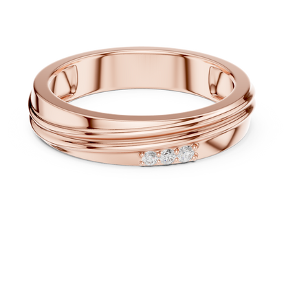 0.04 CTW Three-Stone Lab-Grown Diamond Grooved Men’s Band in 14K Gold