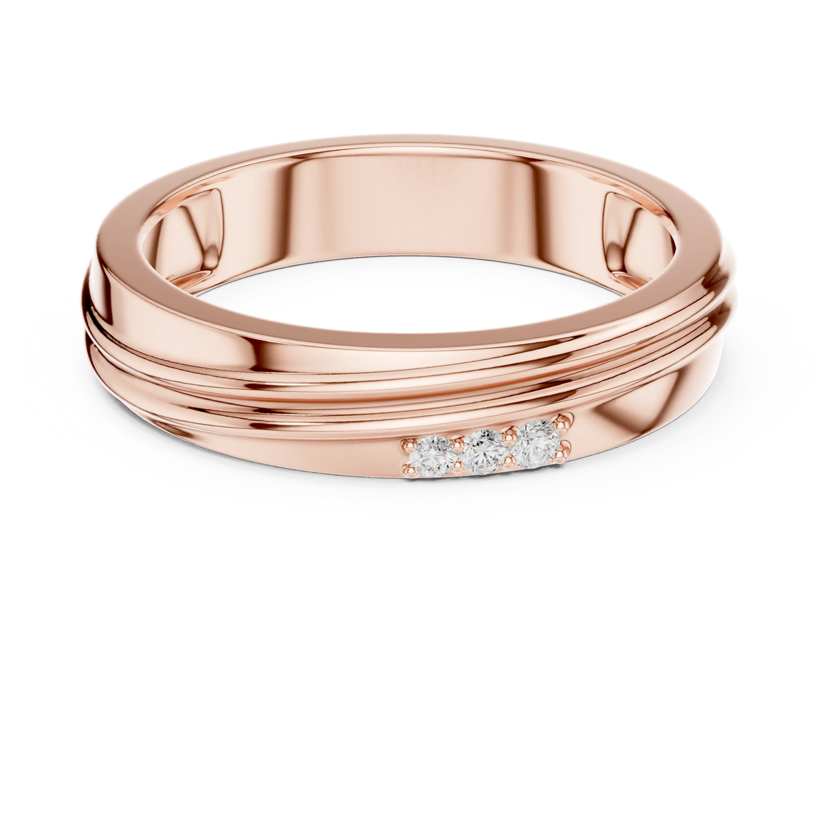 0.04 CTW Three-Stone Grooved Men’s Band | Lab Grown | 14K Gold & Platinum – Lunéa Paris