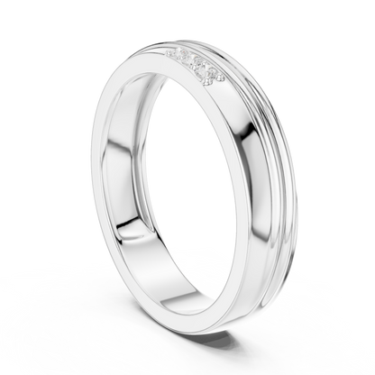 0.04 CTW Three-Stone Lab-Grown Diamond Grooved Men’s Band in 14K Gold
