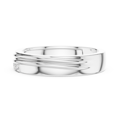 0.04 CTW Three-Stone Lab-Grown Diamond Grooved Men’s Band in 14K Gold