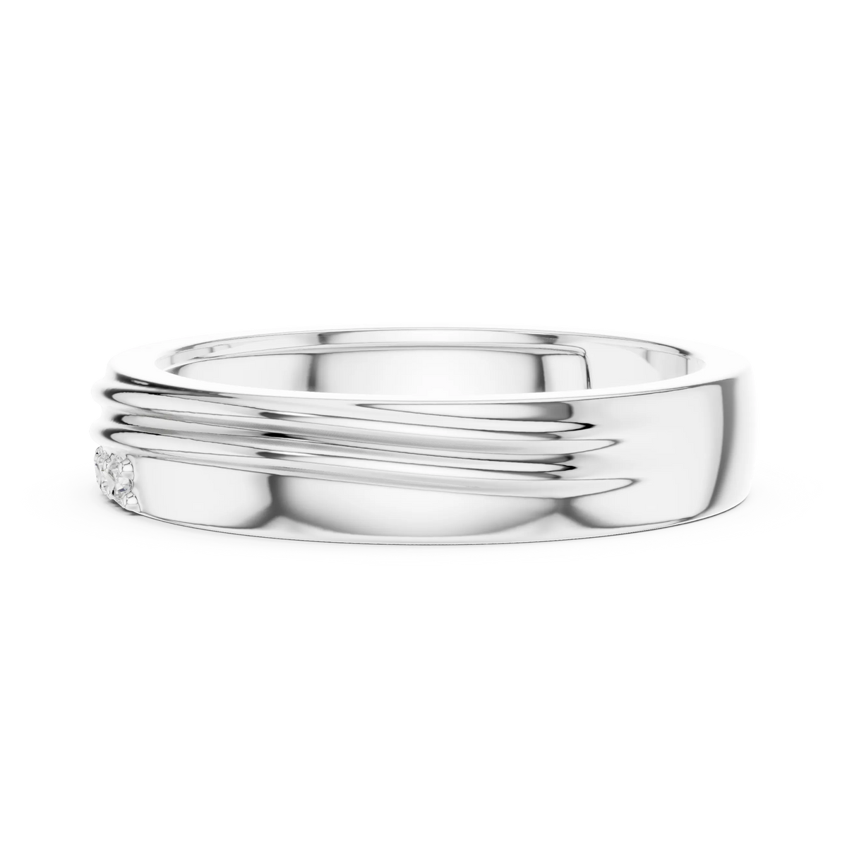 0.04 CTW Three-Stone Grooved Men’s Band | Lab Grown | 14K Gold & Platinum – Lunéa Paris