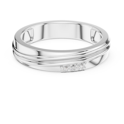 0.04 CTW Three-Stone Lab-Grown Diamond Grooved Men’s Band in 14K Gold