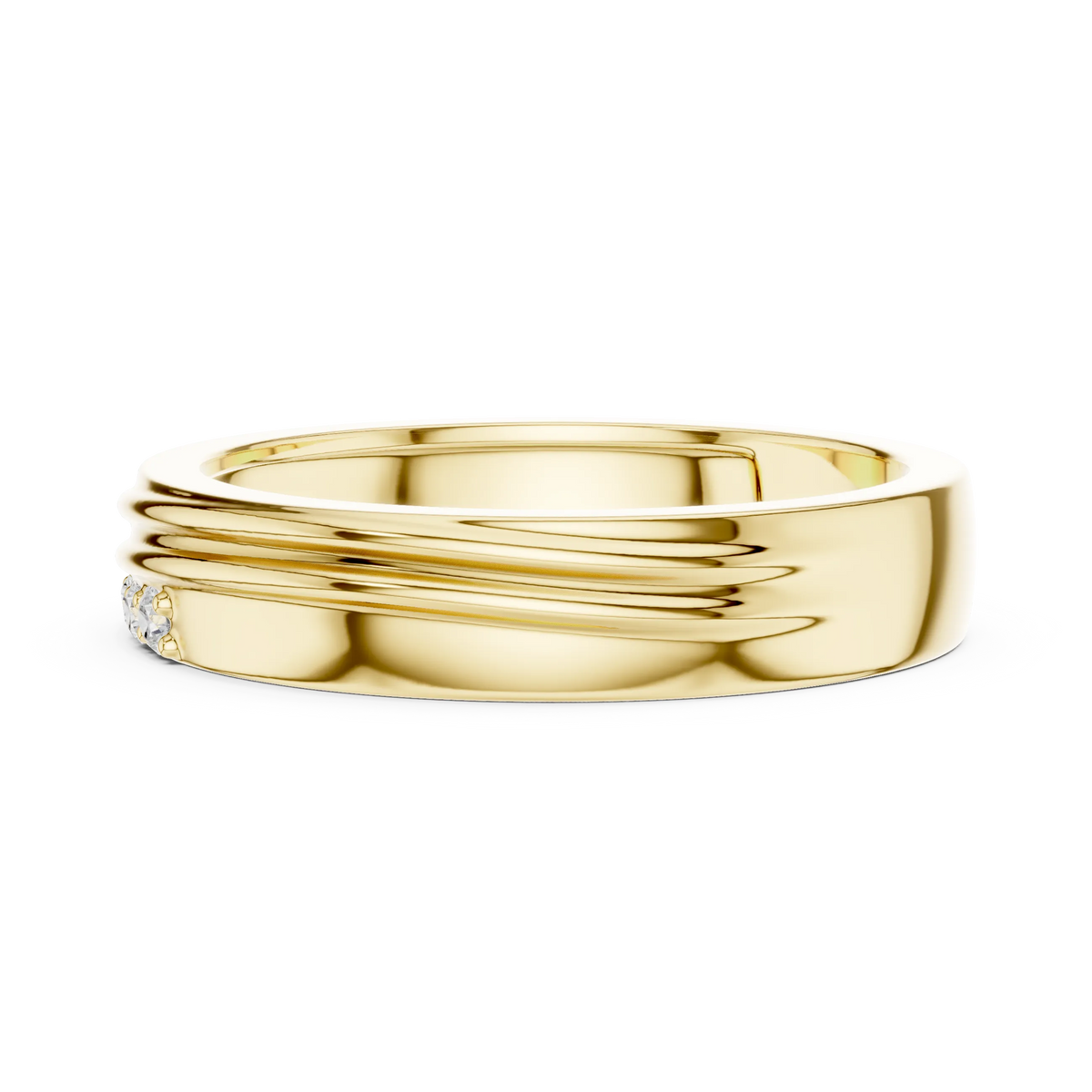 0.04 CTW Three-Stone Grooved Men’s Band | Lab Grown | 14K Gold & Platinum – Lunéa Paris