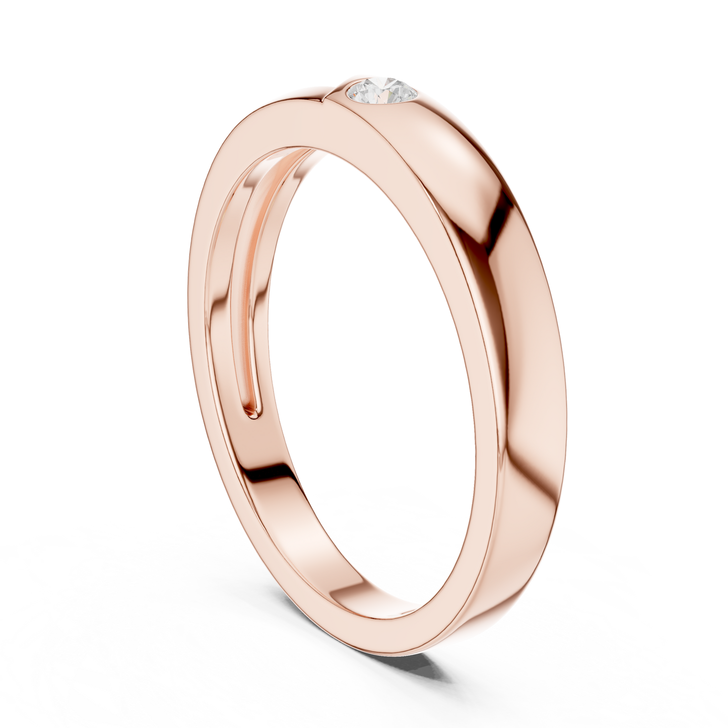 0.07 CT Round Lab-Grown Diamond Split-Groove Men’s Band in 14K Gold