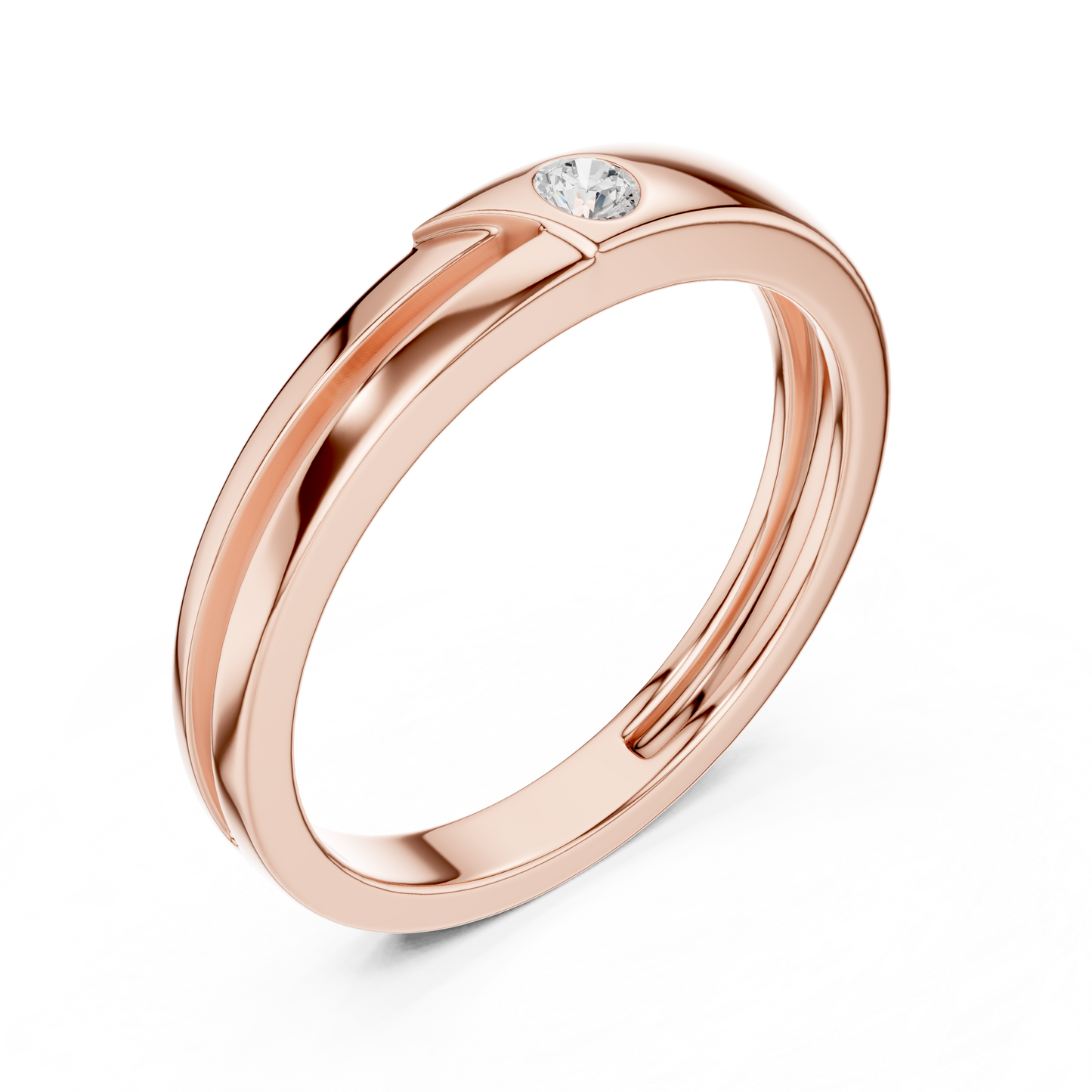 0.07 CT Round Lab-Grown Diamond Split-Groove Men’s Band in 14K Gold