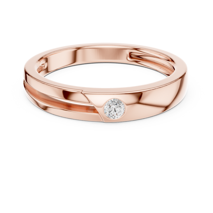 0.07 CT Round Lab-Grown Diamond Split-Groove Men’s Band in 14K Gold
