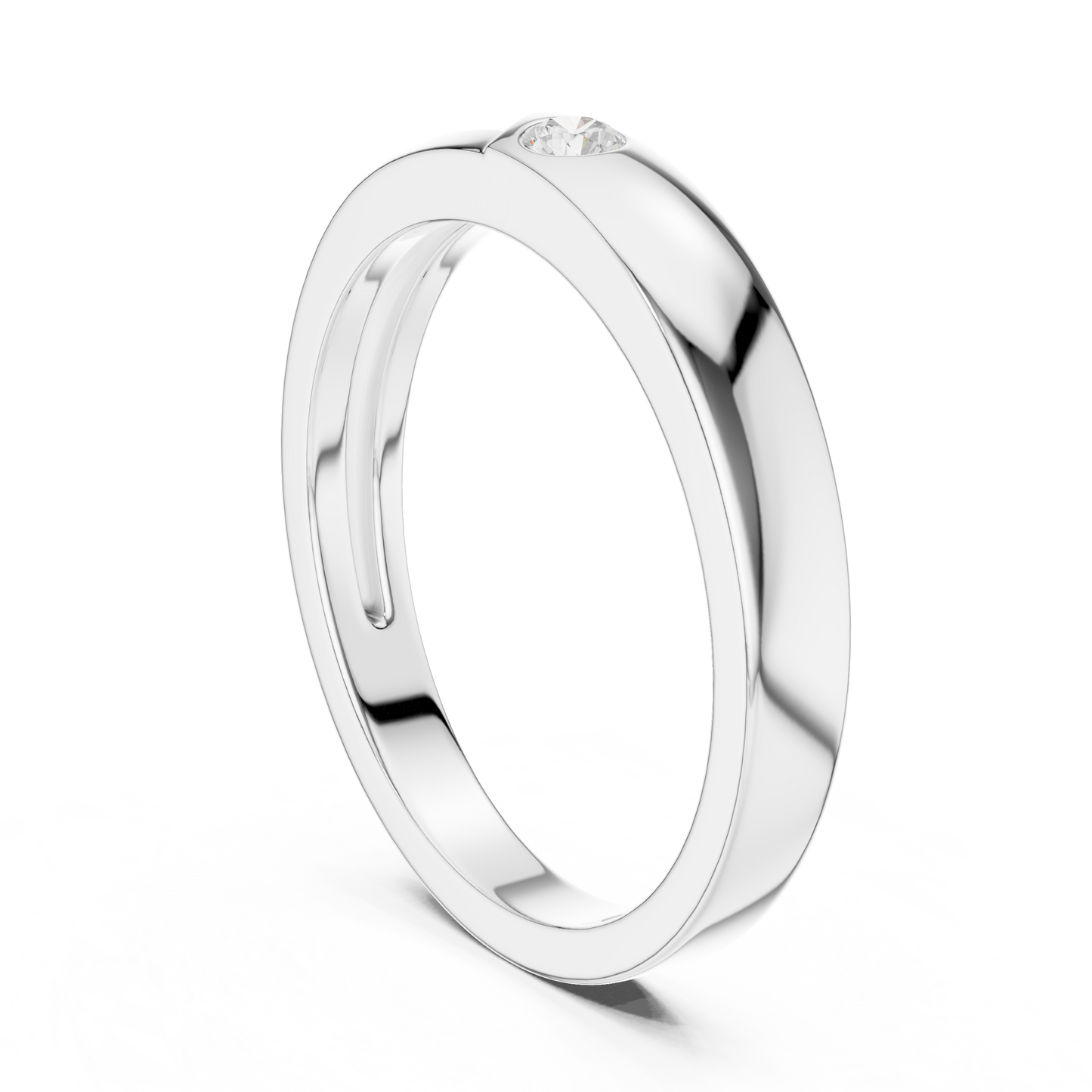 0.07 CT Round Lab-Grown Diamond Split-Groove Men’s Band in 14K Gold