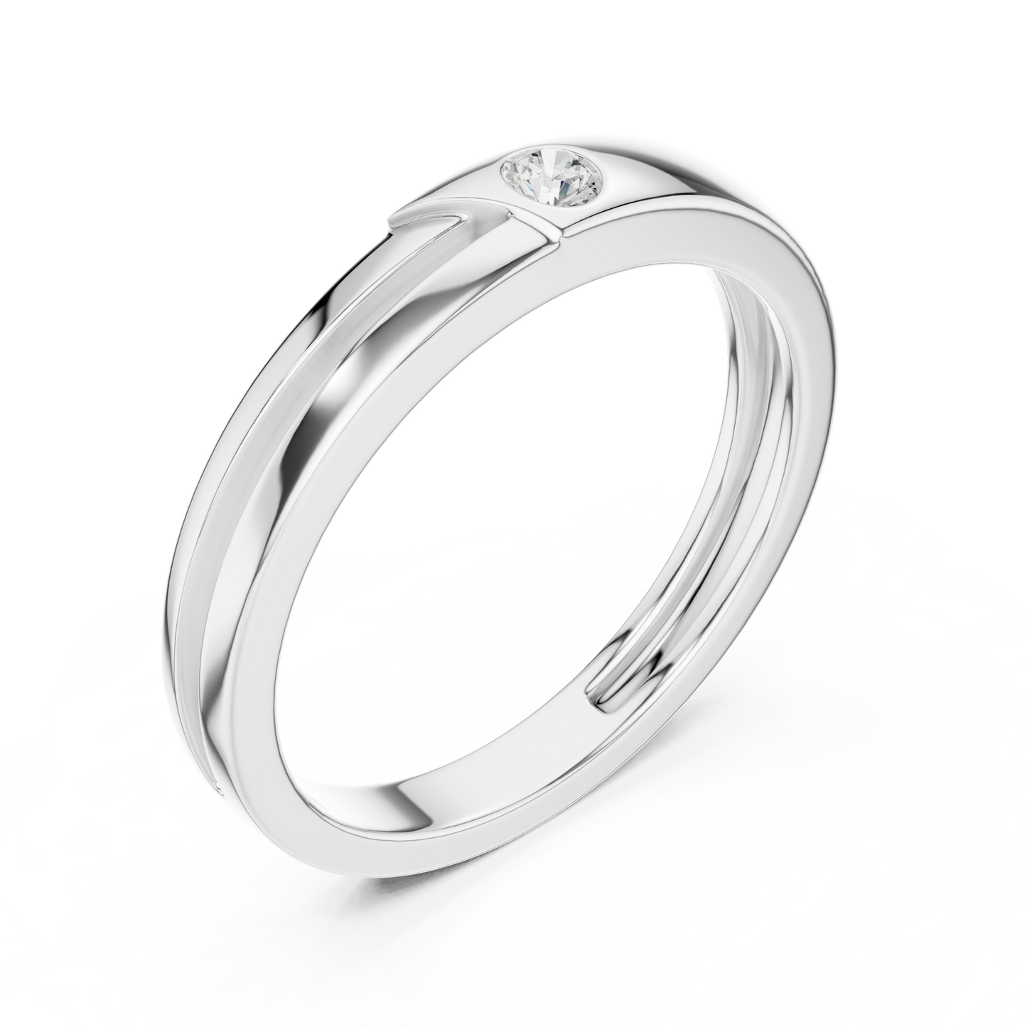 0.07 CT Round Lab-Grown Diamond Split-Groove Men’s Band in 14K Gold