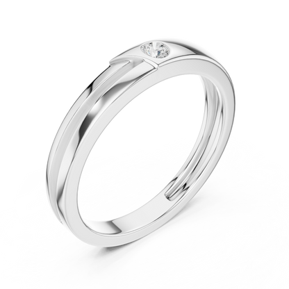 0.07 CT Round Lab-Grown Diamond Split-Groove Men’s Band in 14K Gold