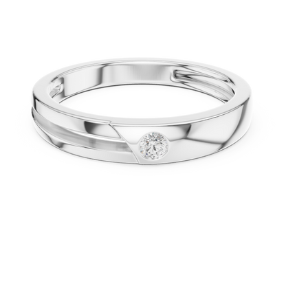 0.07 CT Round Lab-Grown Diamond Split-Groove Men’s Band in 14K Gold