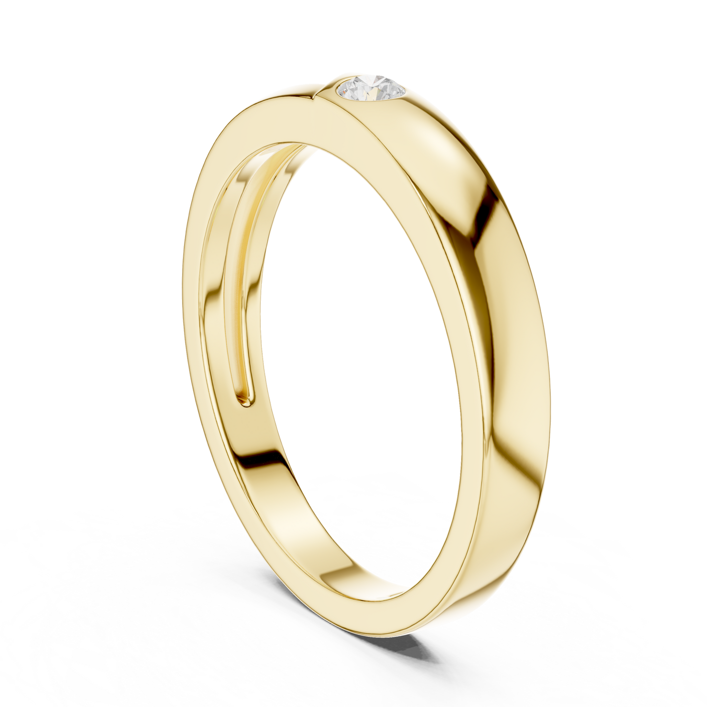 0.07 CT Round Lab-Grown Diamond Split-Groove Men’s Band in 14K Gold