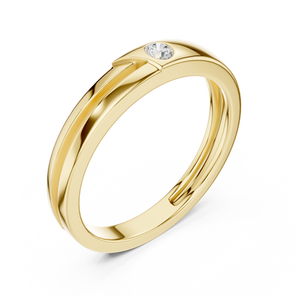 0.07 CT Round Lab-Grown Diamond Split-Groove Men’s Band in 14K Gold