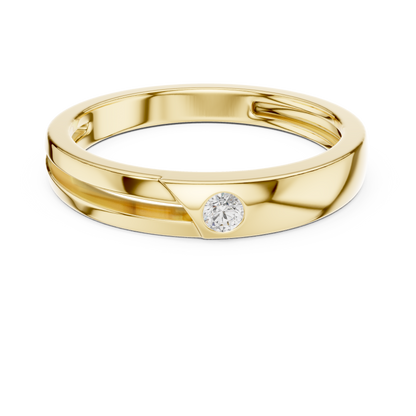 0.07 CT Round Lab-Grown Diamond Split-Groove Men’s Band in 14K Gold