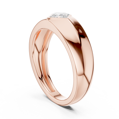 0.50 CT Princess-Cut Lab-Grown Diamond Bezel-Set Men’s Signet Ring in 14K Gold