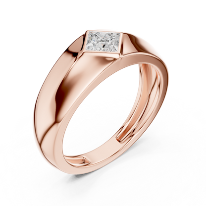 0.50 CT Princess-Cut Lab-Grown Diamond Bezel-Set Men’s Signet Ring in 14K Gold