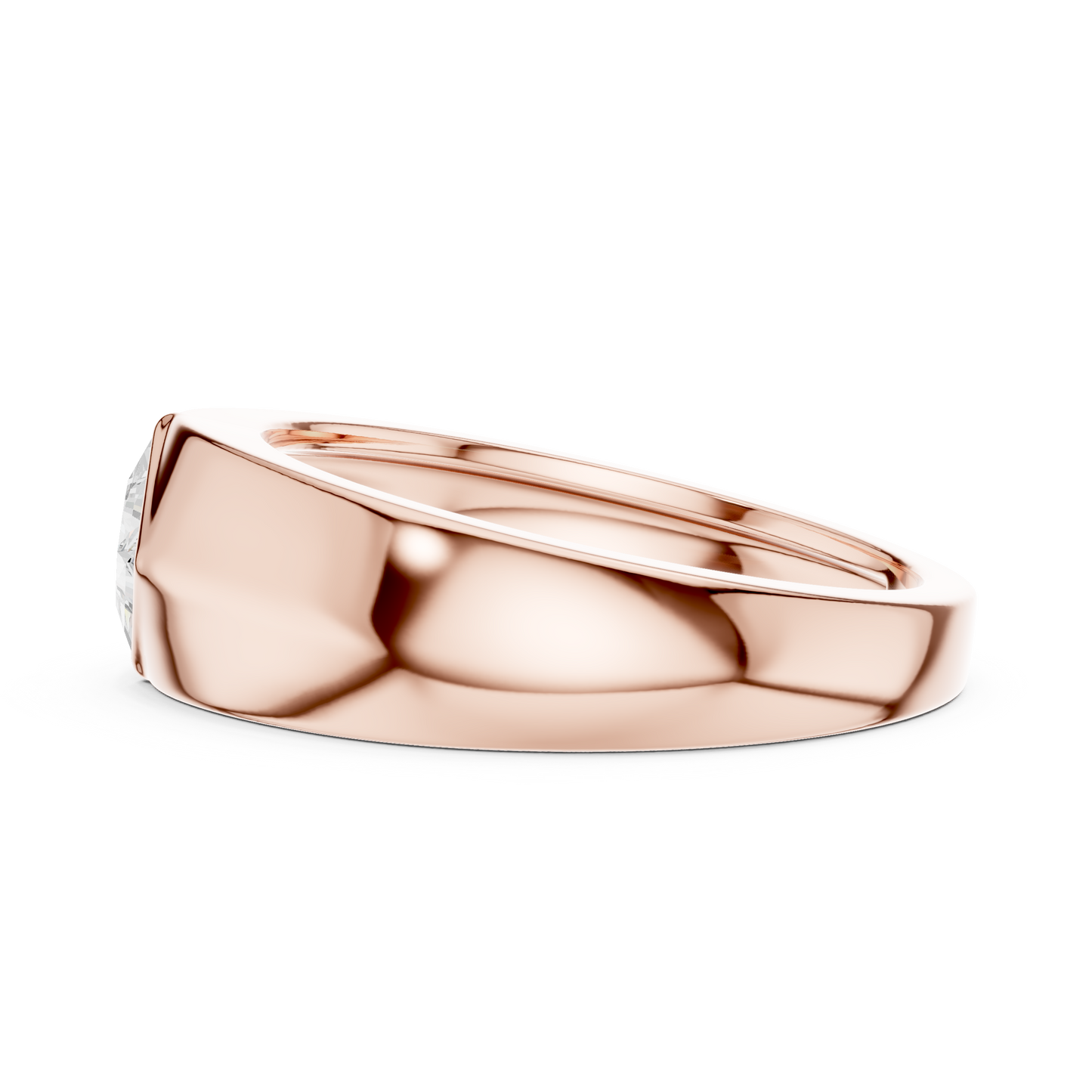 0.50 CT Princess-Cut Lab-Grown Diamond Bezel-Set Men’s Signet Ring in 14K Gold