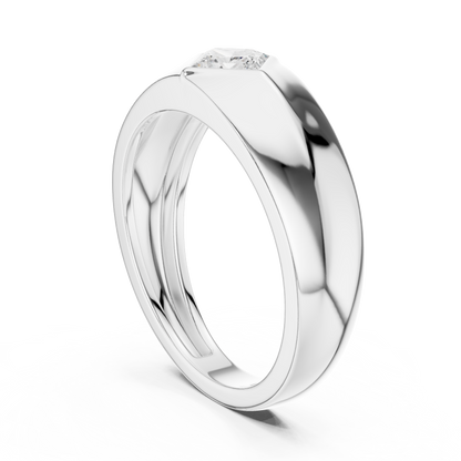0.50 CT Princess-Cut Lab-Grown Diamond Bezel-Set Men’s Signet Ring in 14K Gold