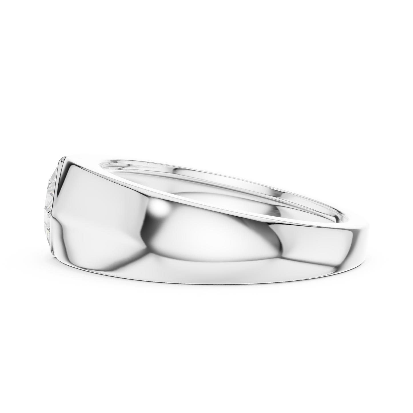 0.50 CT Princess-Cut Lab-Grown Diamond Bezel-Set Men’s Signet Ring in 14K Gold