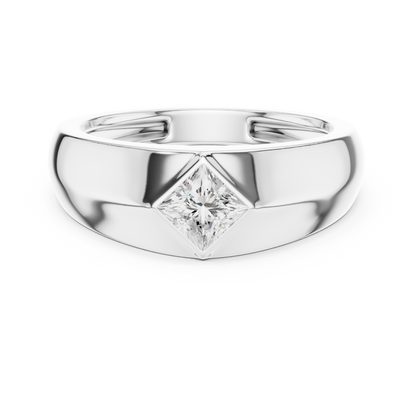 0.50 CT Princess-Cut Lab-Grown Diamond Bezel-Set Men’s Signet Ring in 14K Gold