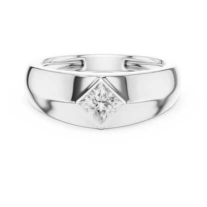 0.50 CT Princess-Cut Lab-Grown Diamond Bezel-Set Men’s Signet Ring in 14K Gold