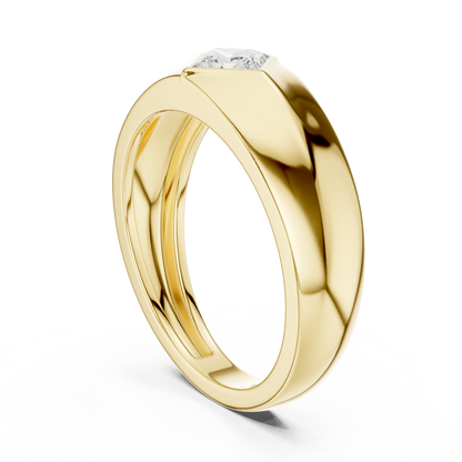 0.50 CT Princess-Cut Lab-Grown Diamond Bezel-Set Men’s Signet Ring in 14K Gold