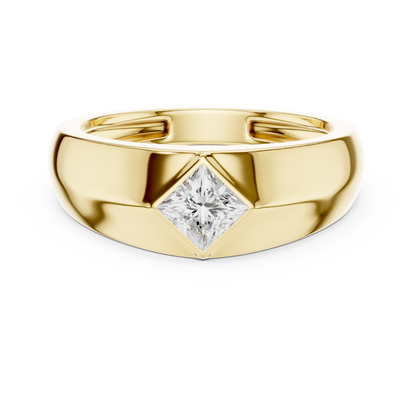 0.50 CT Princess-Cut Lab-Grown Diamond Bezel-Set Men’s Signet Ring in 14K Gold