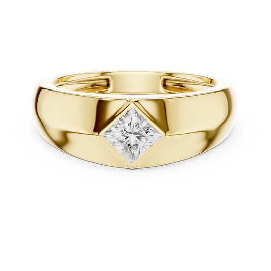 0.50 CT Princess-Cut Lab-Grown Diamond Bezel-Set Men’s Signet Ring in 14K Gold