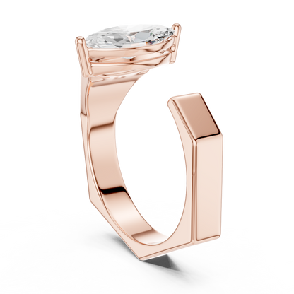1.00 CT Marquise-Cut Lab-Grown Diamond Open Men’s Ring in 14K Gold