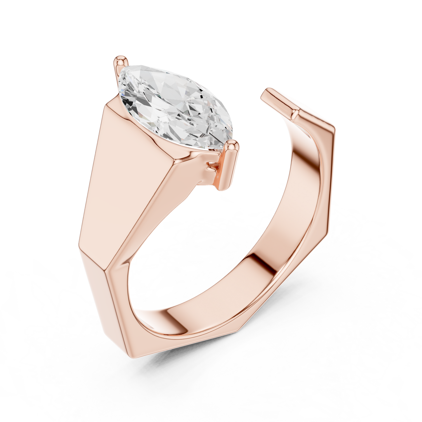 1.00 CT Marquise-Cut Lab-Grown Diamond Open Men’s Ring in 14K Gold