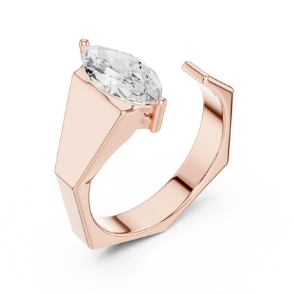 1.00 CT Marquise-Cut Lab-Grown Diamond Open Men’s Ring in 14K Gold